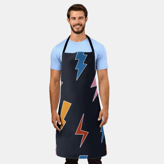 雷の継ぎ目のない模様、手引き稲妻 エプロン (着用した状態)