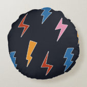 雷の継ぎ目のない模様、手引き稲妻 ラウンドクッション (裏面)