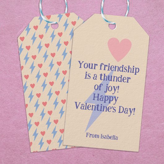 雷パーソナライズされた稲妻ボルト及びハート ギフトタグ