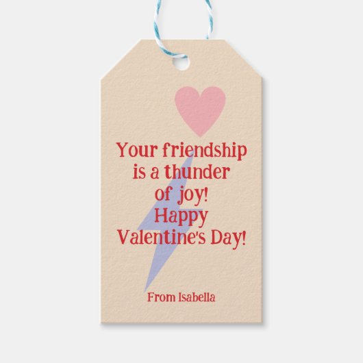 雷パーソナライズされた稲妻ボルト及びハート ギフトタグ (正面)