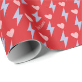 雷パーソナライズされた稲妻ボルト及びハート ラッピングペーパー (ロールコーナー)
