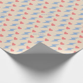 雷パーソナライズされた稲妻ボルト及びハート ラッピングペーパー (角)