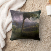 雷吹嵐の中の木が風に クッション (ブランケット)