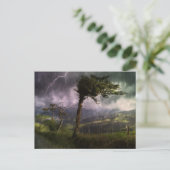 雷吹嵐の中の木が風に ポストカード (スタンド正面)