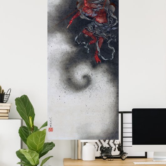 雷神北斎 ポスター (ホームオフィス)