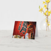 雷門、浅草寺：日本、東京 カード (黄色い花)