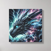 雷雨の中のドラゴンヘッド稲妻 キャンバスプリント (正面)