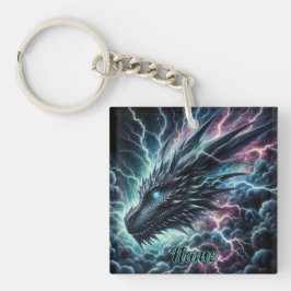 雷雨の中のドラゴンヘッド稲妻 キーホルダー