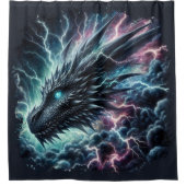 雷雨の中のドラゴンヘッド稲妻 シャワーカーテン (正面)