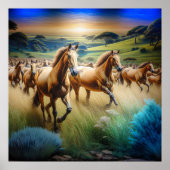 雷鳴の笛：動いている馬の群れ ポスター (正面)