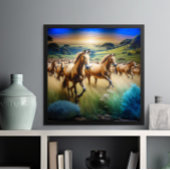 雷鳴の笛：動いている馬の群れ ポスター