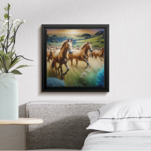 雷鳴の笛：動いている馬の群れ ポスター