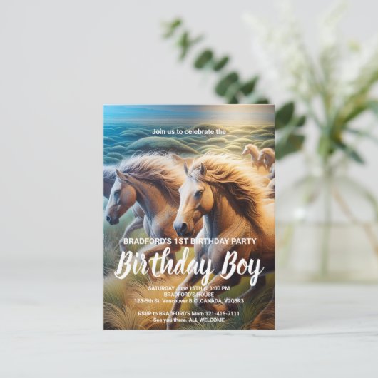 雷鳴の笛:動いている馬の群れ ポストカード (スタンド正面)