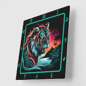 雷鳴ネオン・タイガー・エンジェスティ スクエア壁時計 (傾斜)