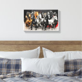 雷鳴ホーフ – ダイナミックな馬の群 キャンバスプリント (インサイチュ (寝室))