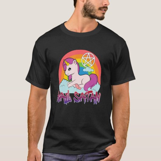 雹サタンユニコーン文字ユーモア幸せなジョーク Tシャツ (正面)