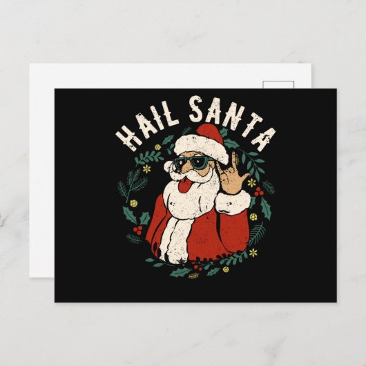 雹サンタクロースそりクリスマスロックメタル ポストカード (正面/裏面)