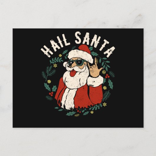 雹サンタクロースそりクリスマスロックメタル ポストカード (正面)