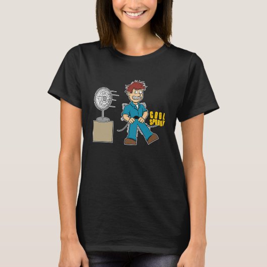 電おもしろいクール気工事士のスパーキー Tシャツ (正面)