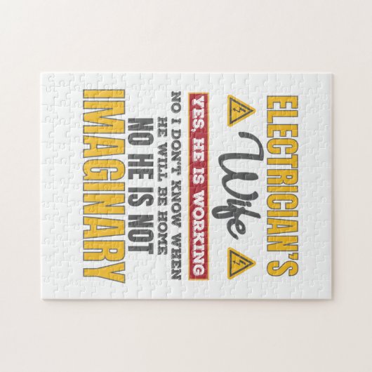 電おもしろい気技師妻の贈り物Yes彼は働く贈り物 ジグソーパズル (横)