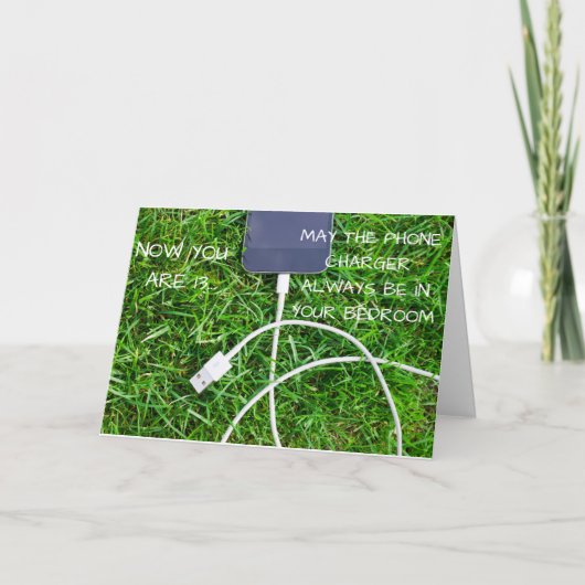 電おもしろい話充電器13番目の誕生日カード カード (正面)