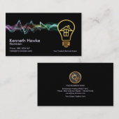 電カラフル気充電金ゴールドの電球 名刺 (正面/裏面)