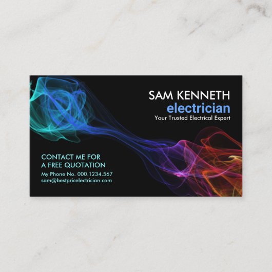 電カラフル波電気請負業者 名刺 (正面)