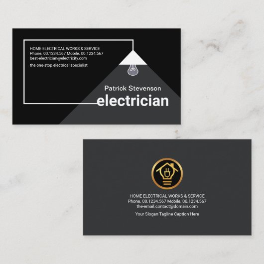 電シンプル気技師の電源ケーブルランプシェード 名刺 (正面/裏面)