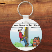 電パーソナライズされた話線 – 男性の漫画 キーホルダー (正面)