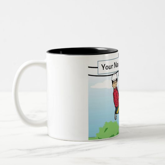 電パーソナライズされた話線 – 男性の漫画 ツートーンマグカップ (左)