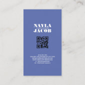 電モダン気ブルー市松模様にパターンQRコード 名刺 (裏面)