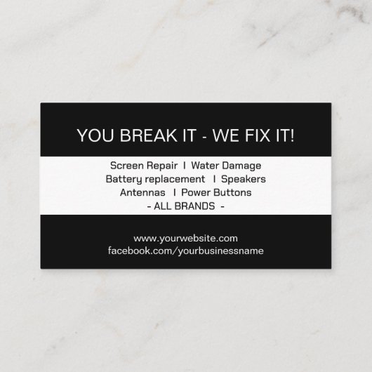 電モダン頭が切れる話修理の白黒 名刺 (裏面)