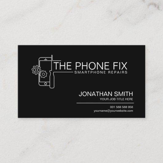 電モダン頭が切れる話修理の白黒 名刺 (正面)