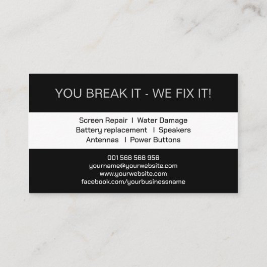 電モダン頭が切れる話修理の白黒 名刺 (裏面)