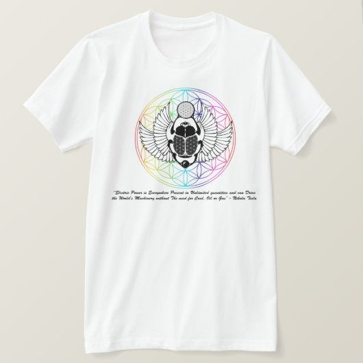 電力は至る所にある – Nikola Tesla Tシャツ (デザイン正面)