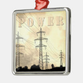 電力タワーとライン電力クリスマス メタルオーナメント (左)