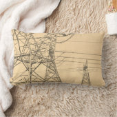 電力線ポールSketchクッション ランバークッション (ブランケット)