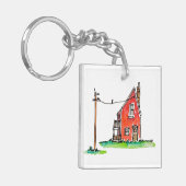 電力線付きリトルレッドハウス キーホルダー (正面左)