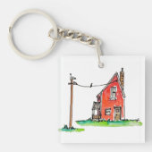 電力線付きリトルレッドハウス キーホルダー (正面)