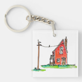 電力線付きリトルレッドハウス キーホルダー