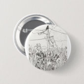 電力線| Pinに坐っているカラス 缶バッジ (正面&裏面)