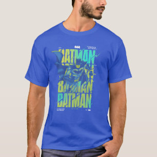電動アップバットマンランニングズタイポグラフィ Tシャツ