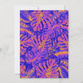 電動オレンジブルー熱帯パーム葉結婚ズ 招待状 (裏面)