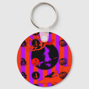 電動カラーポップ・アートのハロウィーンラウンドキーチェーン キーホルダー