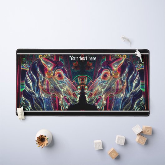 電動カラー回転木馬馬芸パーソナライズされた デスクマット (キッズテーブル)