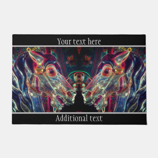 電動カラー回転木馬馬芸パーソナライズされた ドアマット (正面)