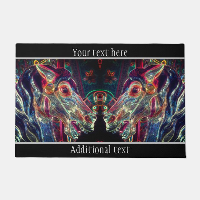 電動カラー回転木馬馬芸パーソナライズされた ドアマット (正面)