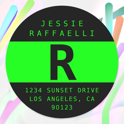 電動グリーンモダンルック差出人住所 ラウンドシール