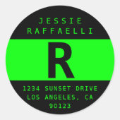 電動グリーンモダンルック差出人住所 ラウンドシール (正面)