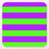 電動サイケデリック紫とハーレクイングリーン スクエアペーパーコースター (正面)